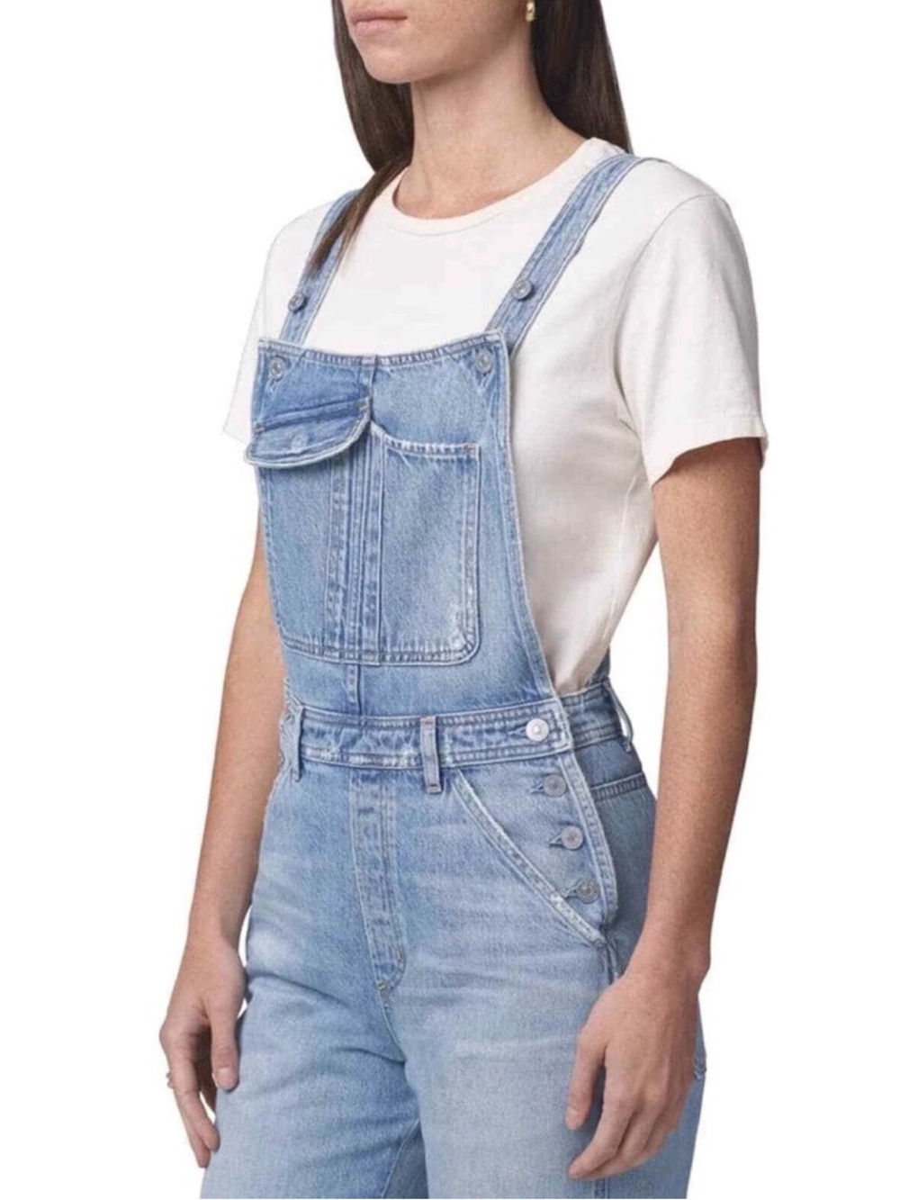 Anthropologie citizens of humanity jamie cropped Light Blue Denim Overalls NWT - Picture 9 of 12
